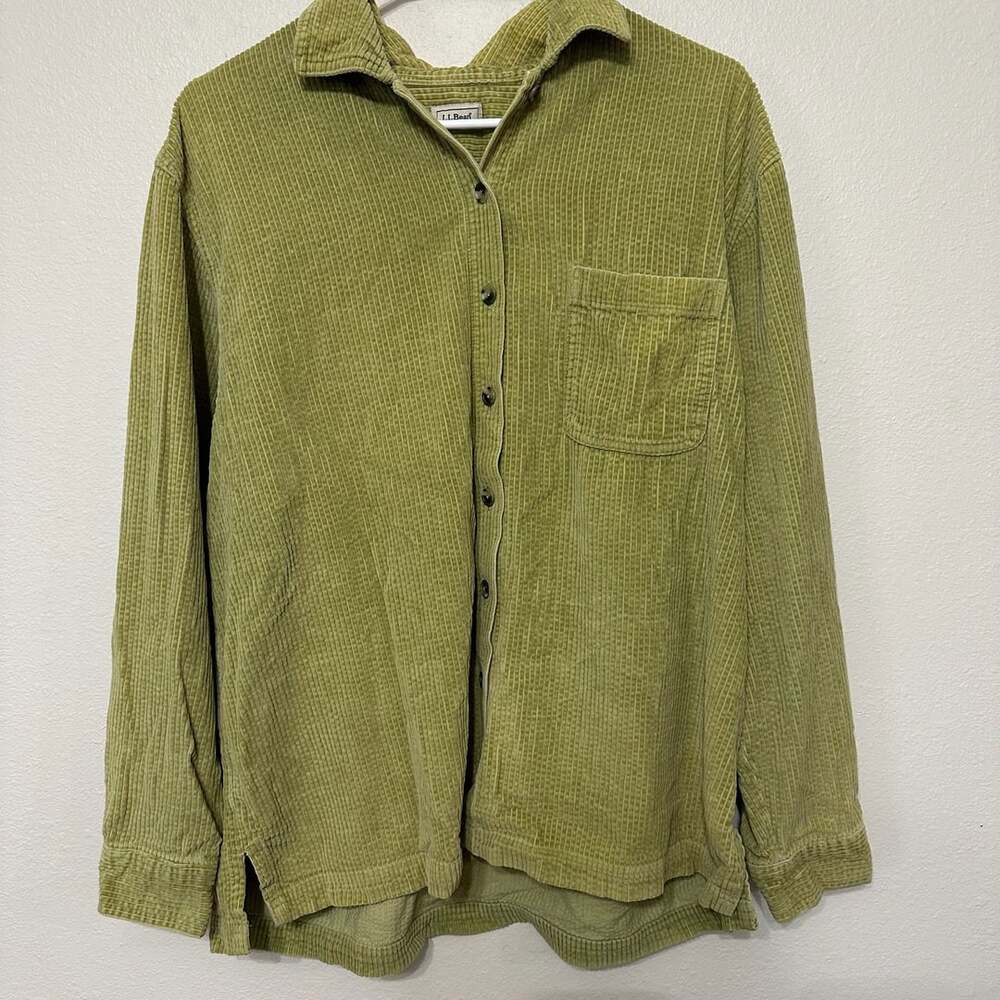 L.L. Bean Green Corduroy Button-Down Shirt